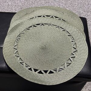 Set of 3 Sage Green Woven Placemats